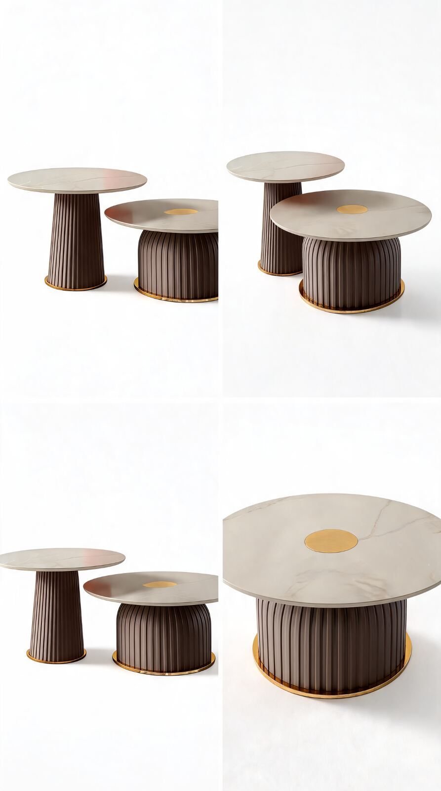 Duo Table de Salon — Cuir & Céramique