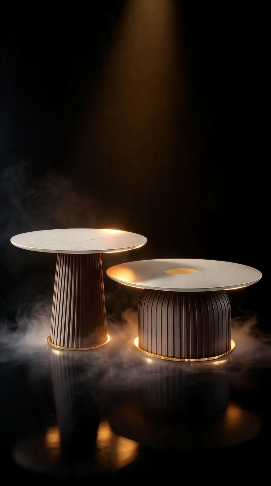 Duo Table de Salon — Cuir & Céramique — Majesty Home Casablanca