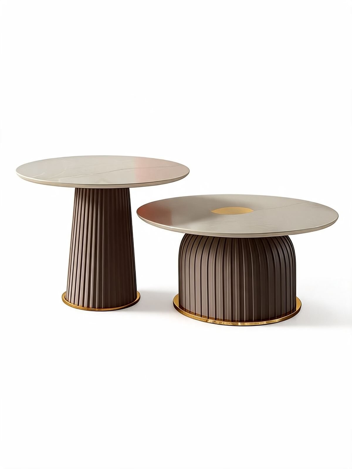Duo Table de Salon — Cuir & Céramique