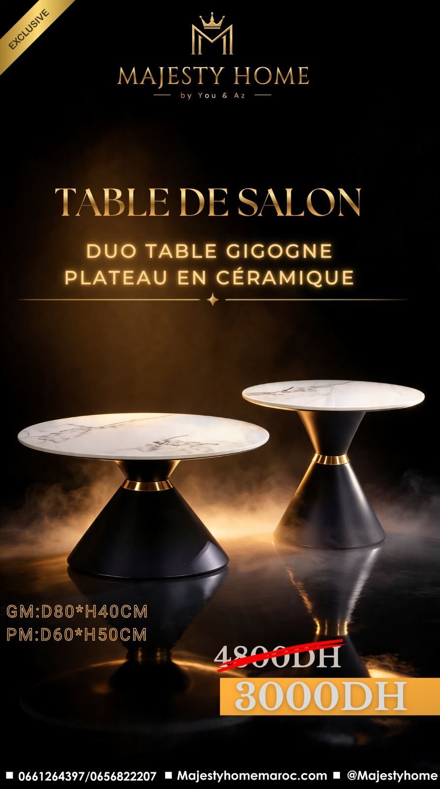 Duo Table Gigogne — Plateau en Céramique