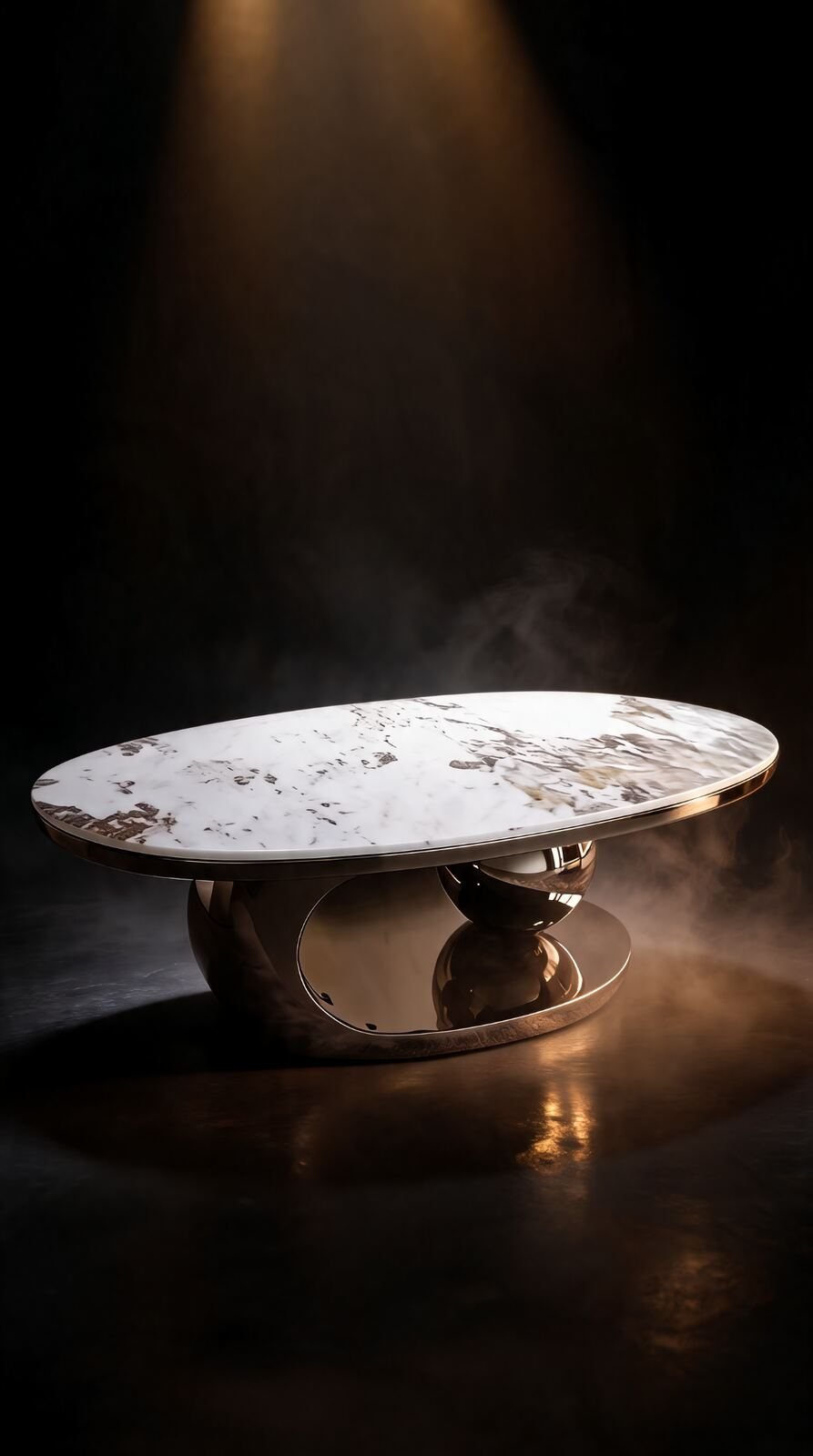 Table de Salon — Cadre Inoxydable & Céramique — Majesty Home Casablanca