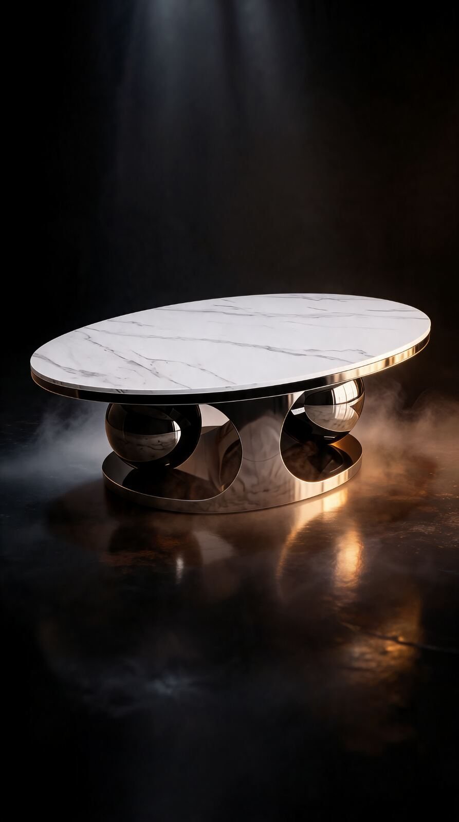 Table de Salon — Cadre Inoxydable & Céramique — Majesty Home Casablanca