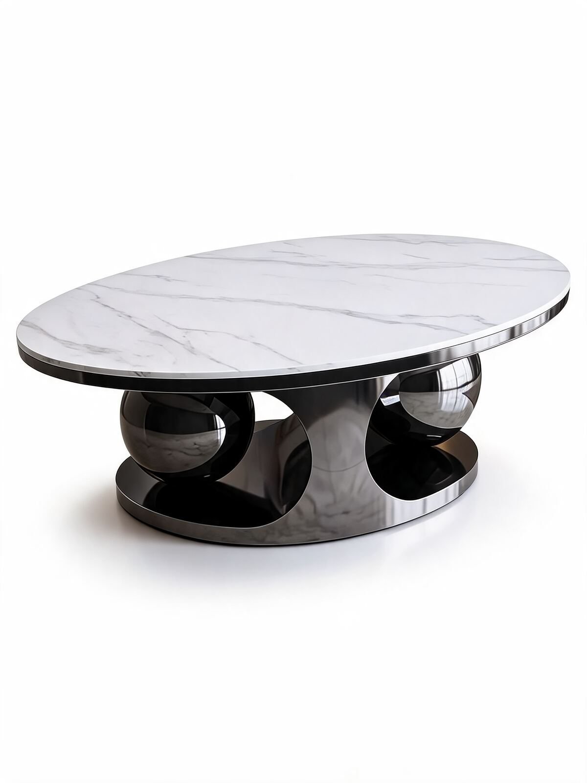Table de Salon — Base Double Sphère Chromée