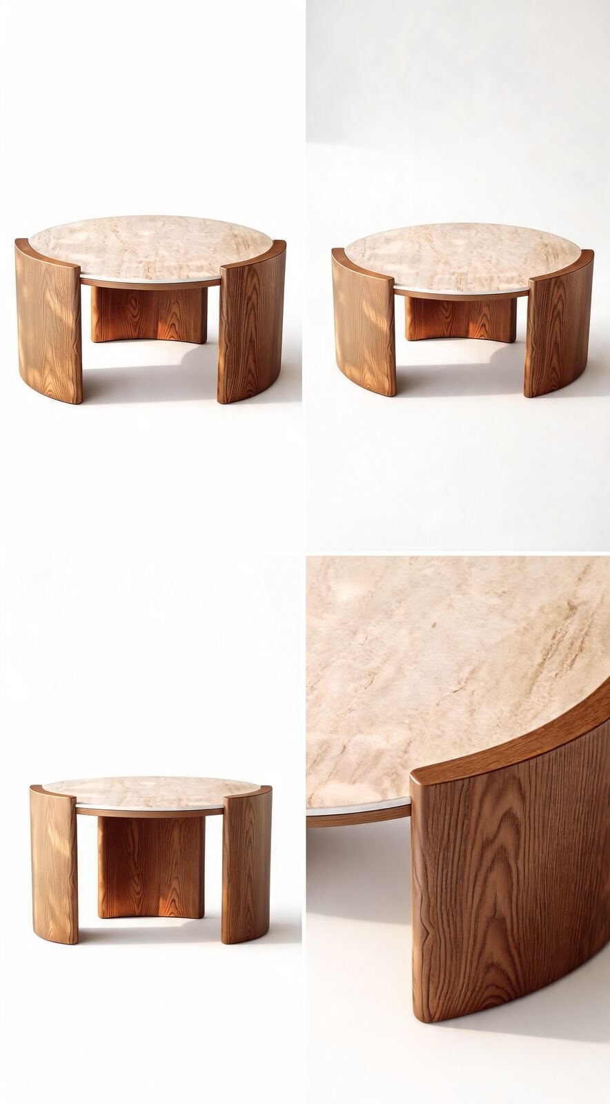 Table de Salon — Cadre en Bois & Céramique
