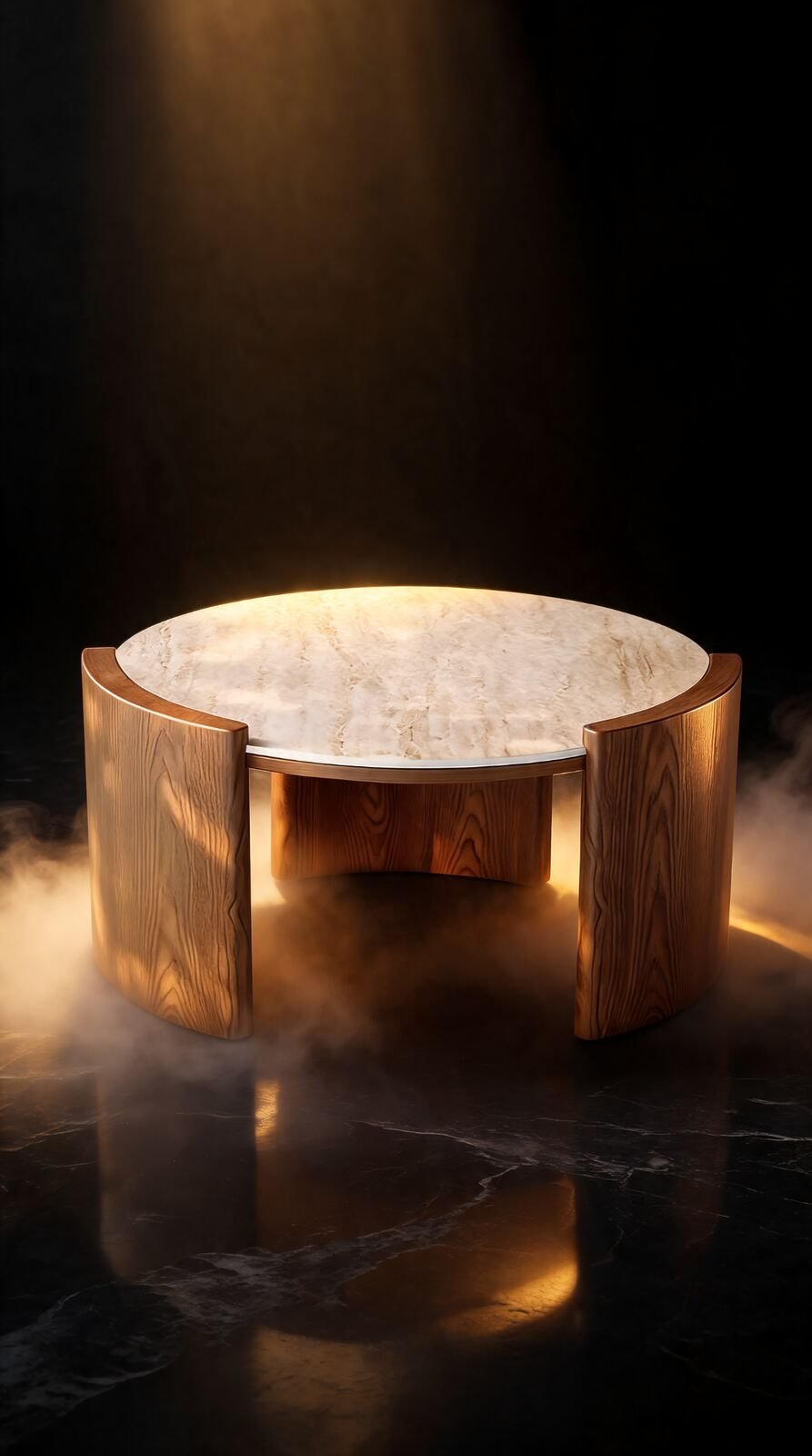 Table de Salon — Cadre en Bois & Céramique — Majesty Home Casablanca