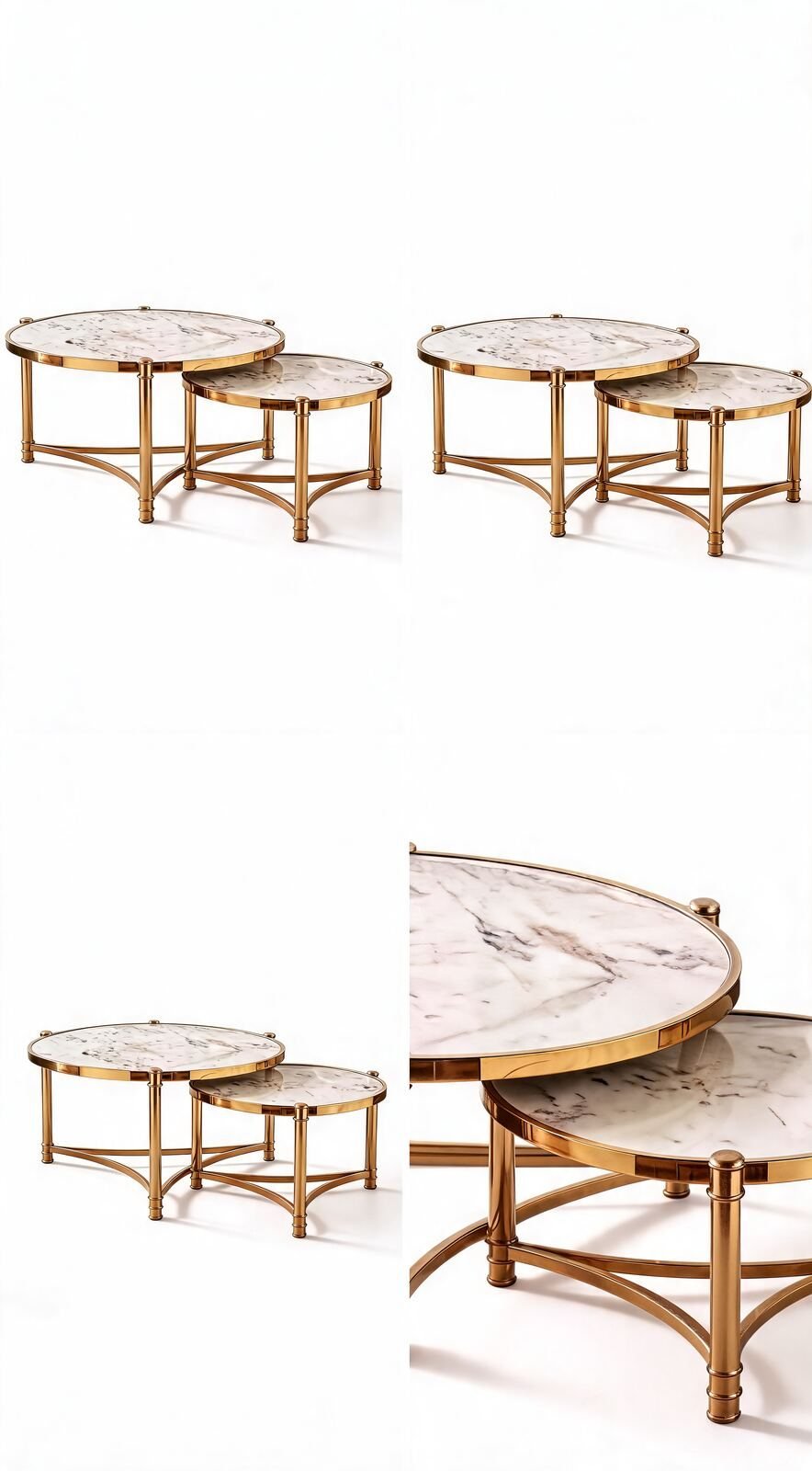 Table Gigogne — Cadre Doré & Céramique
