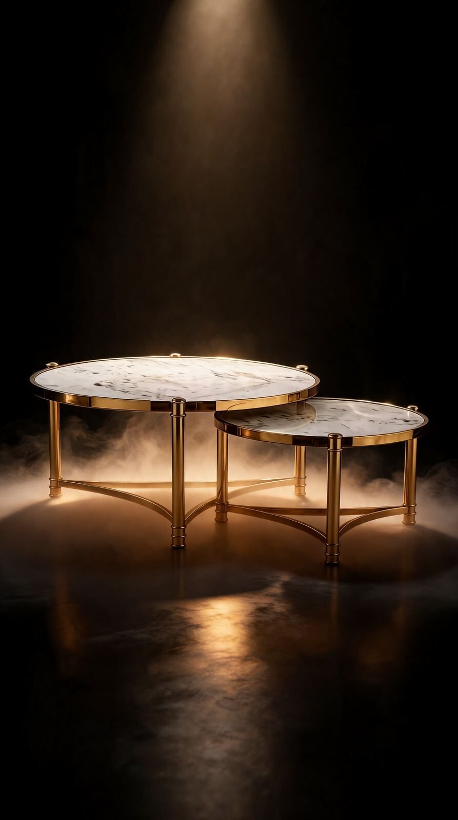 Table Gigogne — Cadre Doré & Céramique — Majesty Home Casablanca