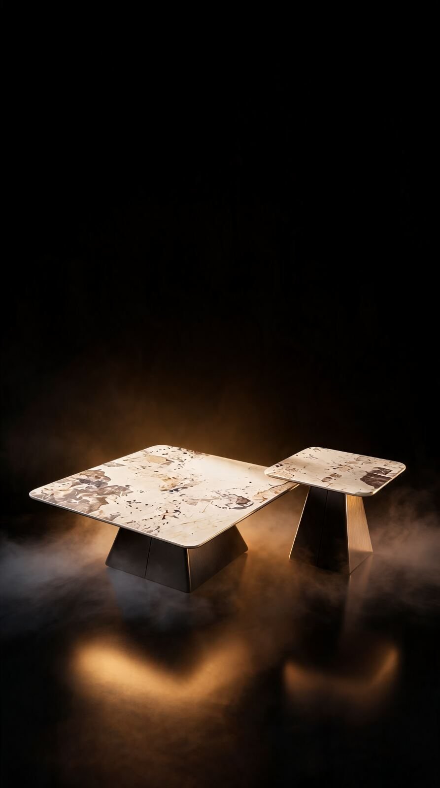 Duo Table de Salon — Céramique Effet Marbre — Majesty Home Casablanca