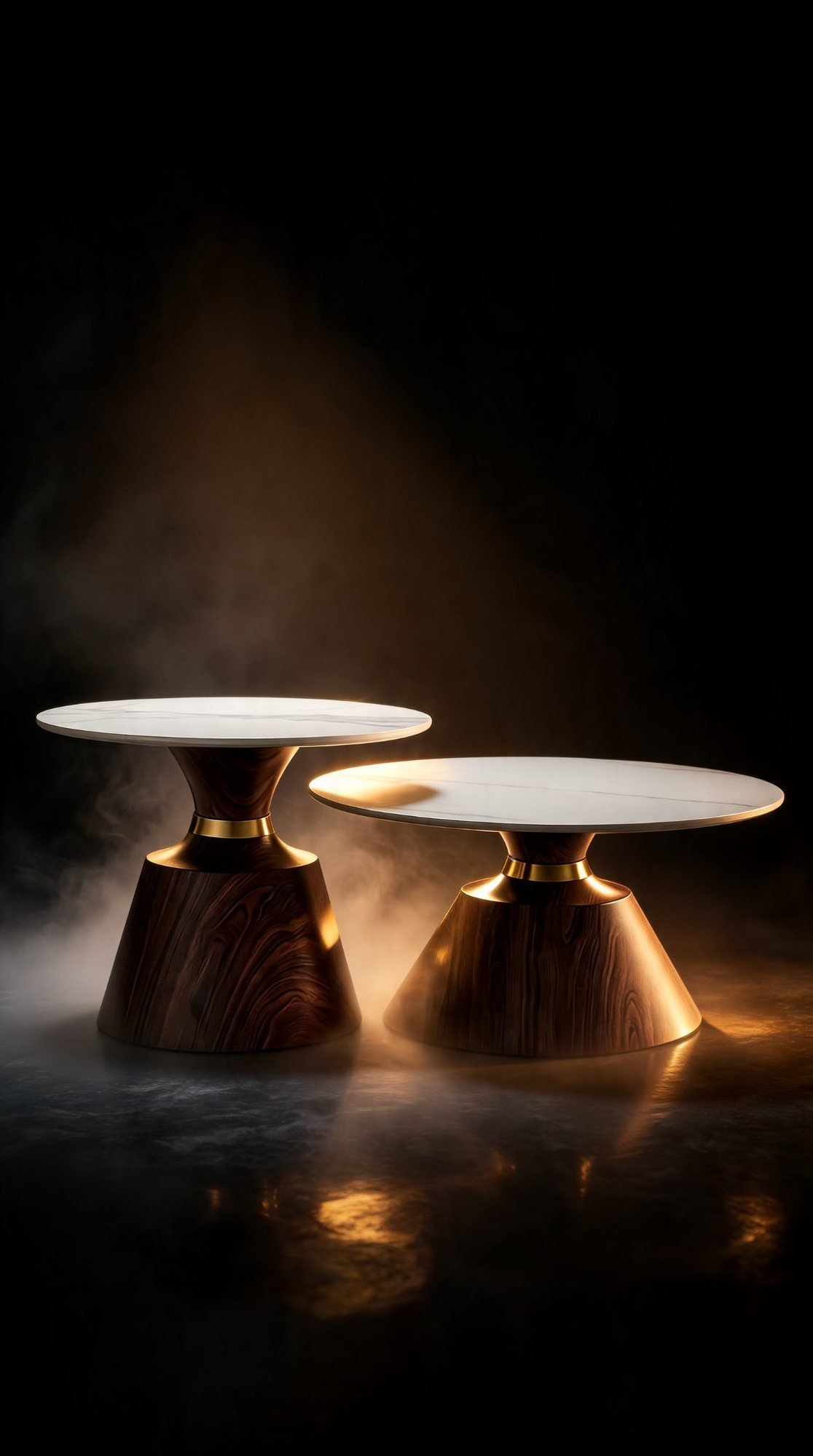 Duo Table Gigogne — Céramique & Bois Sablier — Majesty Home Casablanca