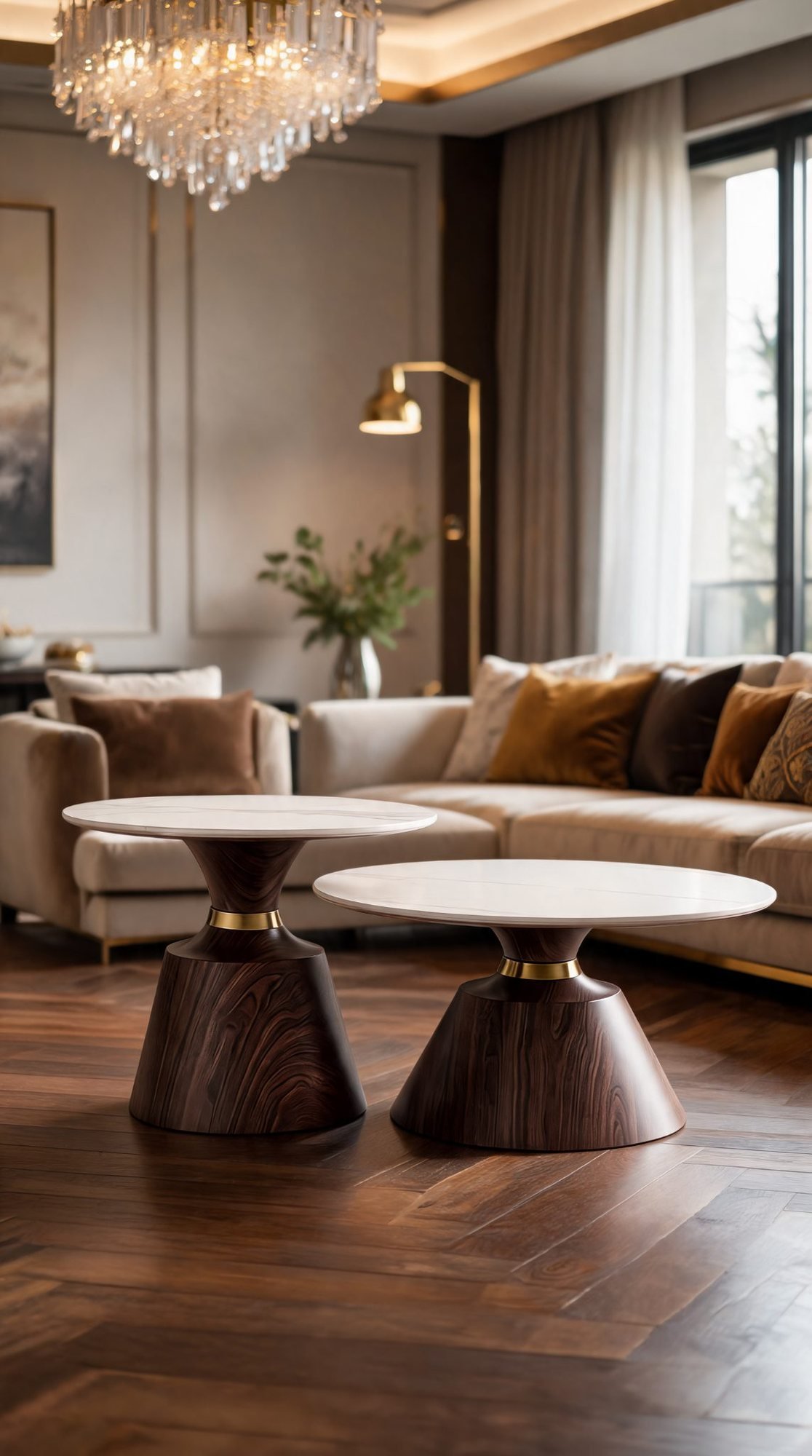 Duo Table Gigogne — Céramique & Bois Sablier
