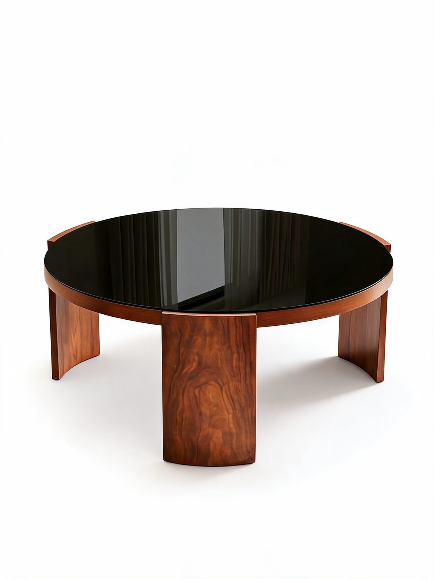 Table de Salon Ronde — Cadre Bois & Plateau Verre Fumé