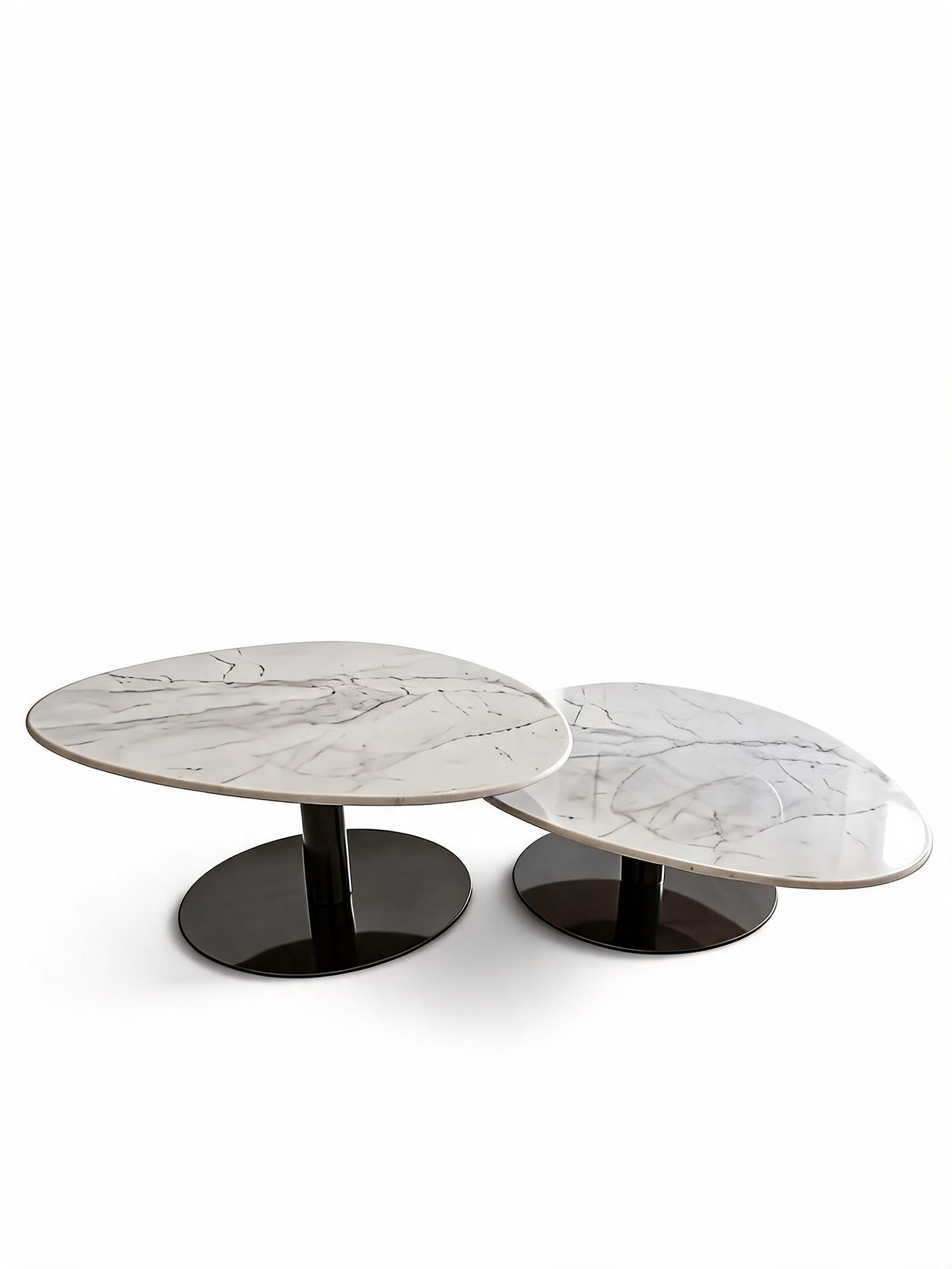Duo Table de Salon — Plateau Organique en Marbre