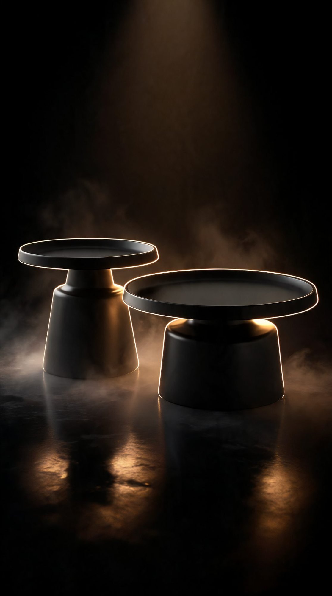 Duo Table Gigogne — Métal Peint Noir Mat