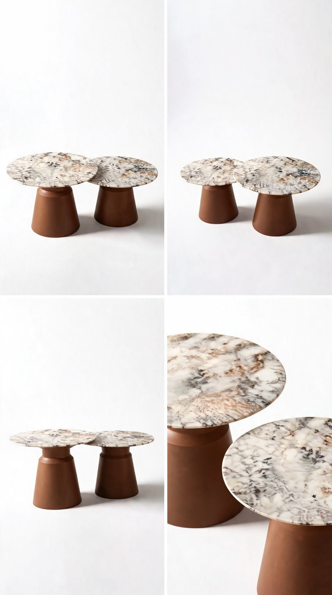 Duo Table de Salon — Plateau en Marbre & Base Terracotta — Majesty Home Casablanca