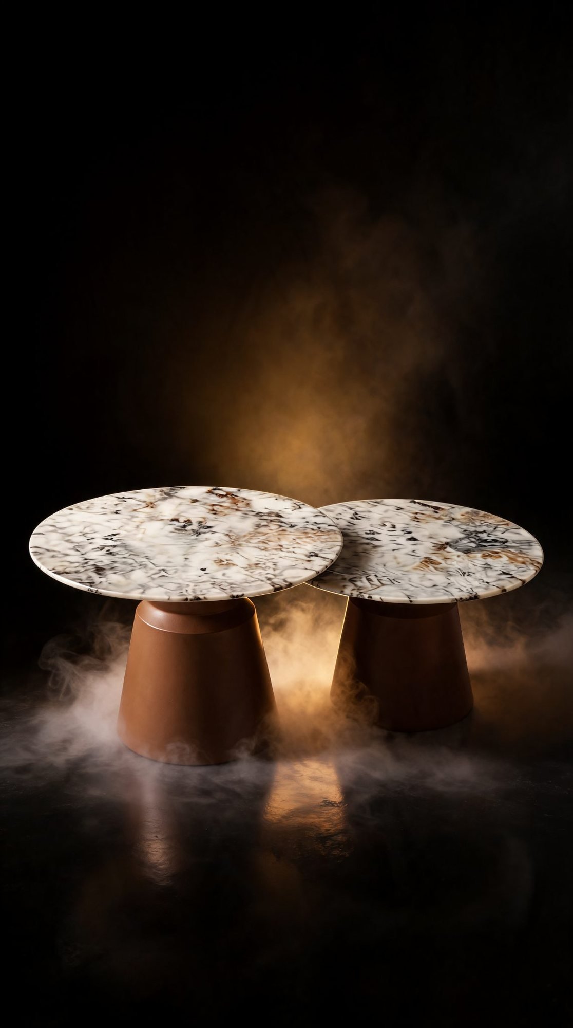 Duo Table de Salon — Plateau en Marbre & Base Terracotta