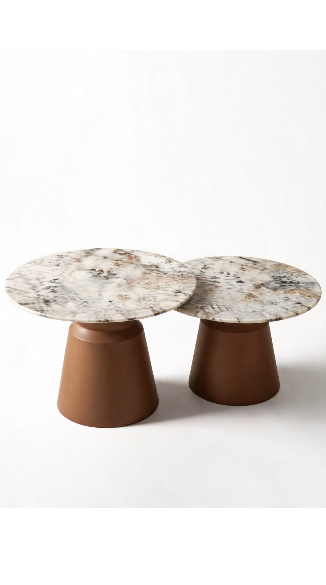 Duo Table de Salon — Plateau en Marbre & Base Terracotta