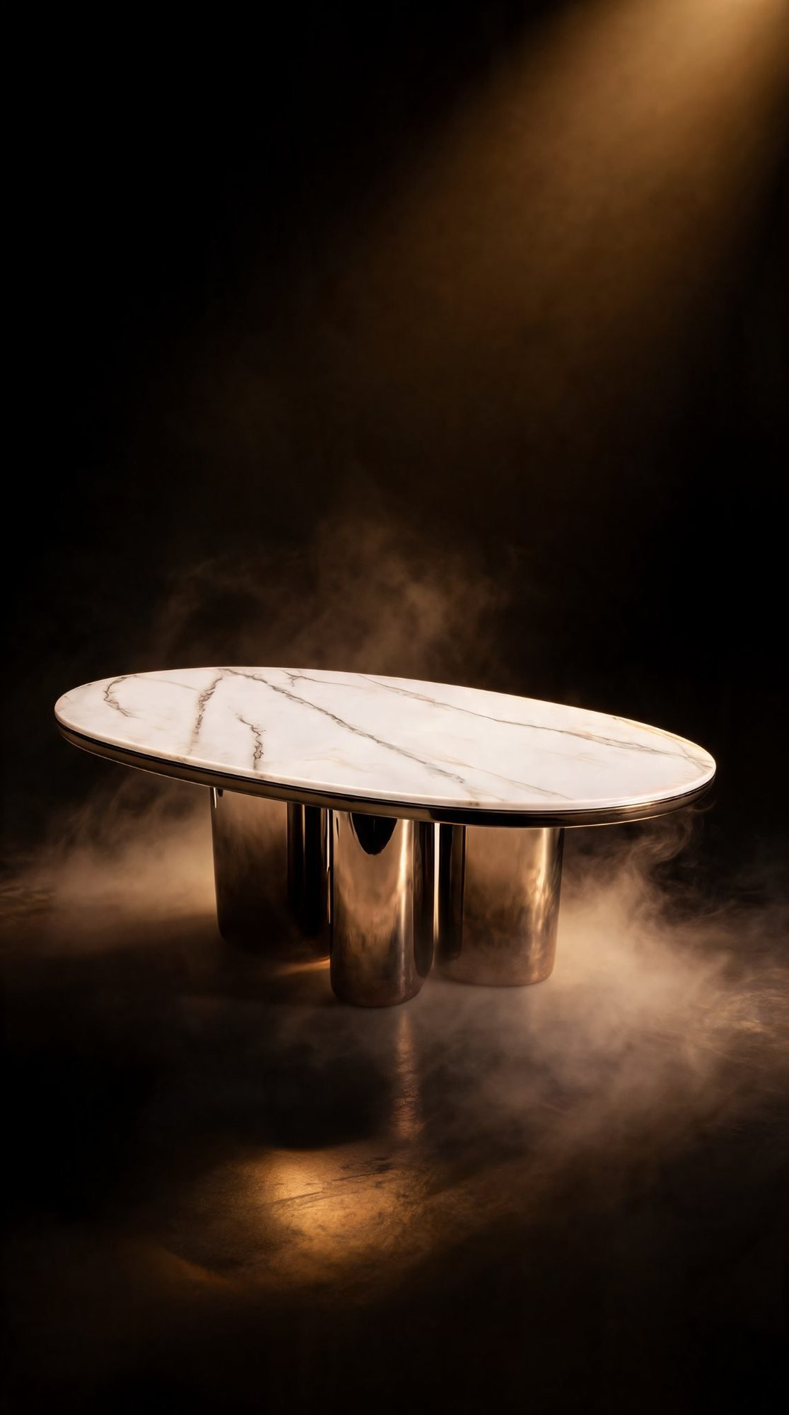 Table de Salon Ovale — Cadre Inoxydable & Plateau en Marbre — Majesty Home Casablanca