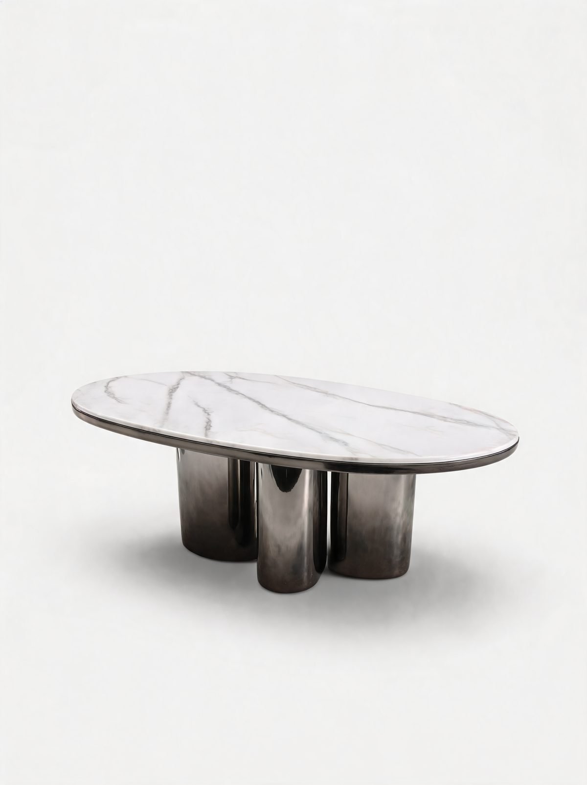 Table de Salon Ovale — Cadre Inoxydable & Plateau en Marbre