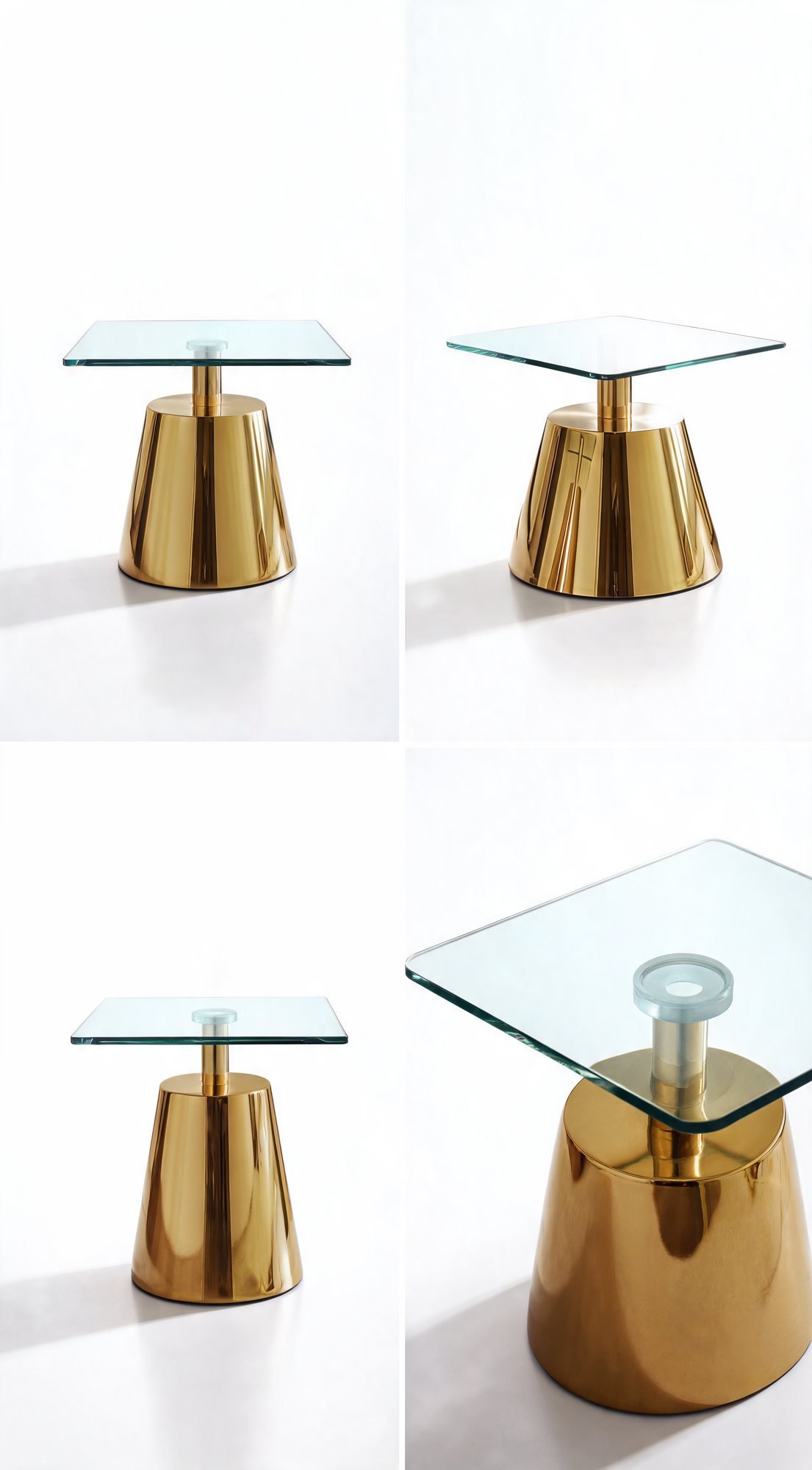 Trio Table de Salon — Cadre Inoxydable, Plateau en Verre — Majesty Home Casablanca