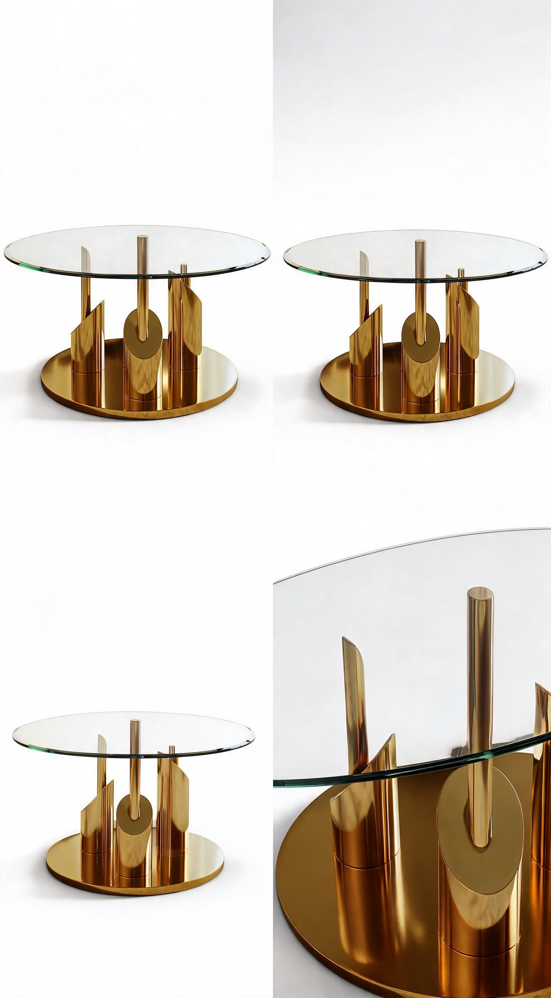 Table de Salon — Cadre Inoxydable, Plateau en Verre — Majesty Home Casablanca
