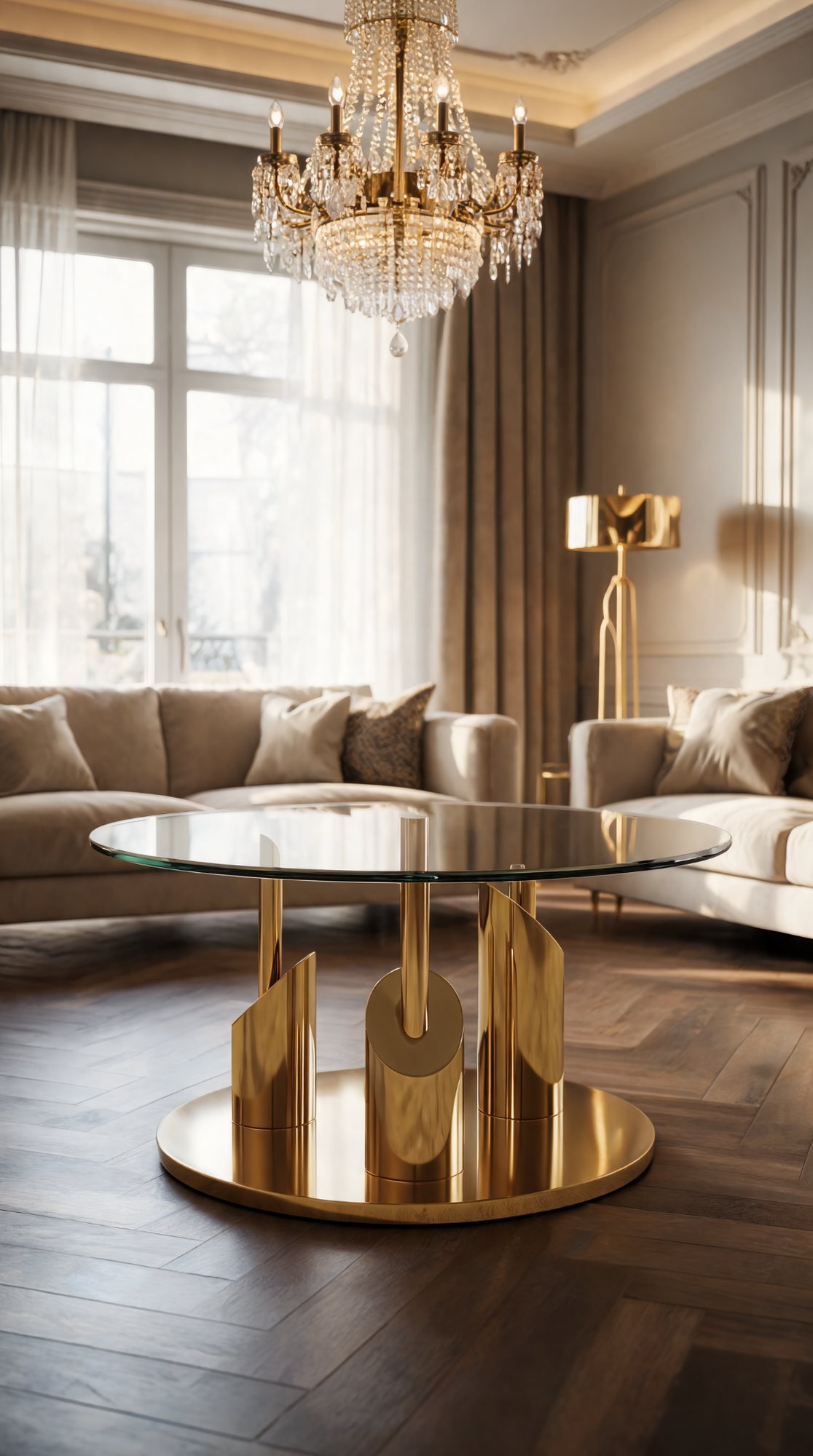 Table de Salon — Cadre Inoxydable, Plateau en Verre