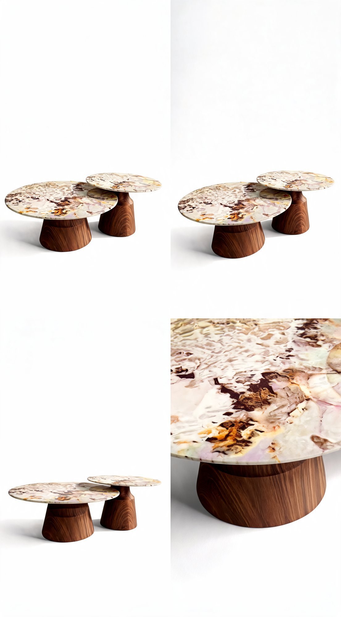 Duo Table de Salon — Surface en Marbre — Majesty Home Casablanca