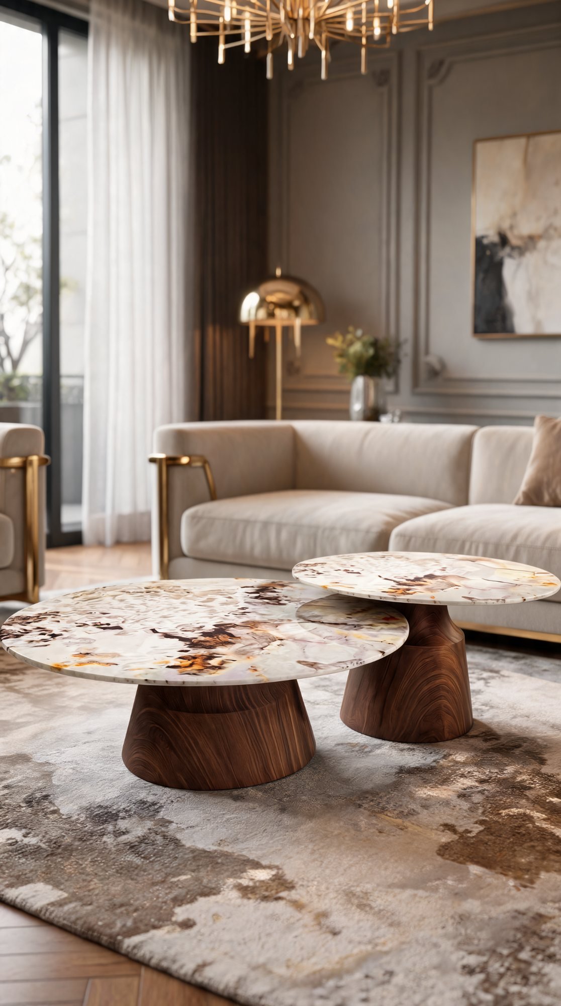 Duo Table de Salon — Surface en Marbre