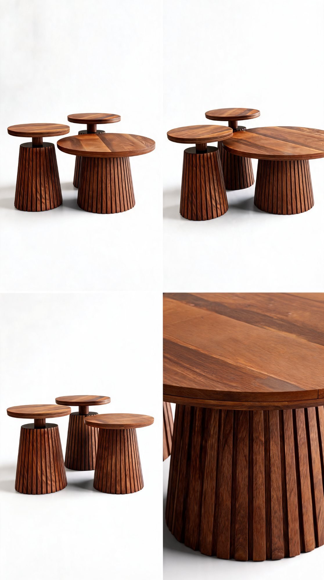 Trio Table Basse en Bois — Majesty Home Casablanca