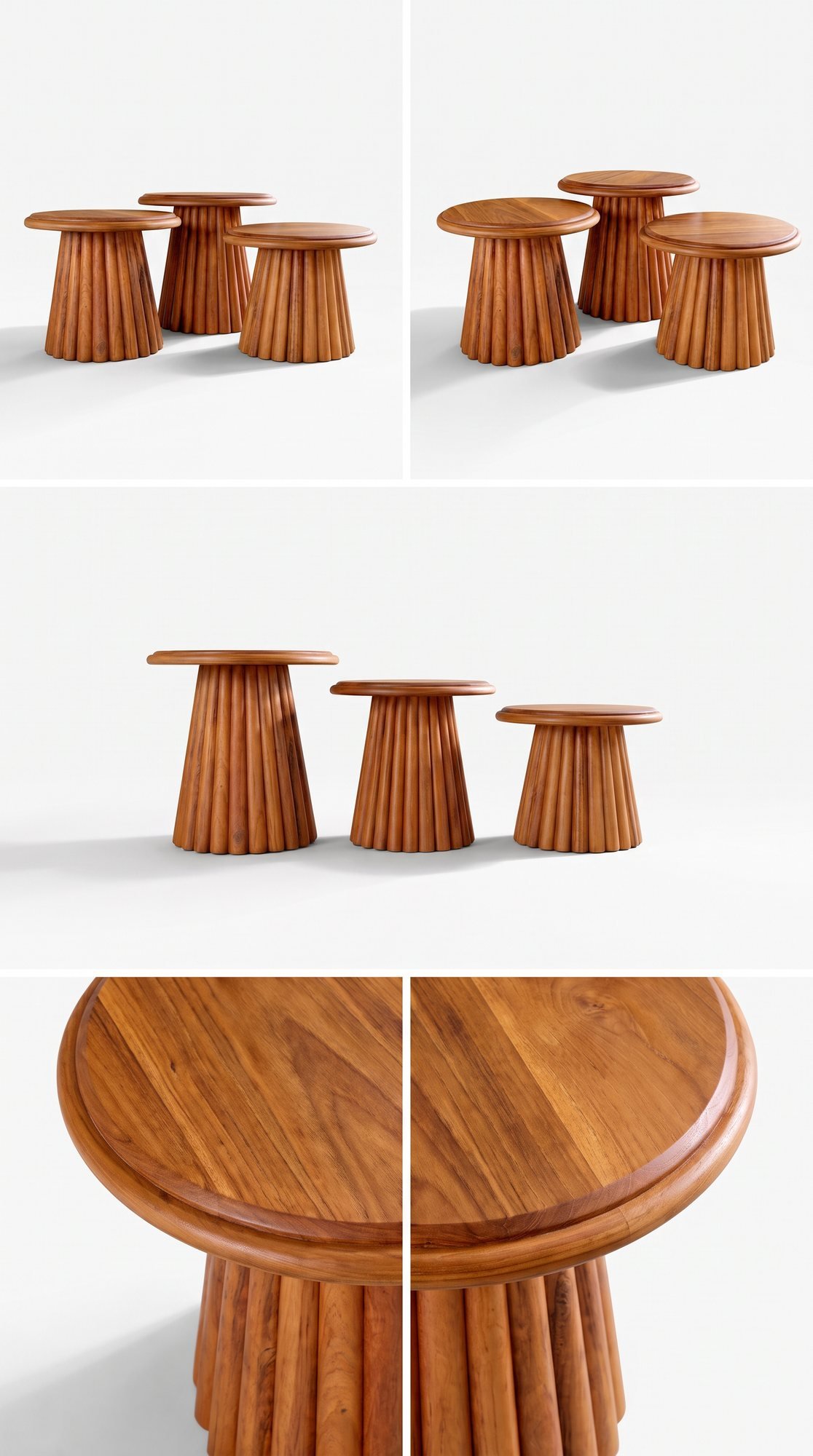 Trio Table Basse en Bois — Majesty Home Casablanca