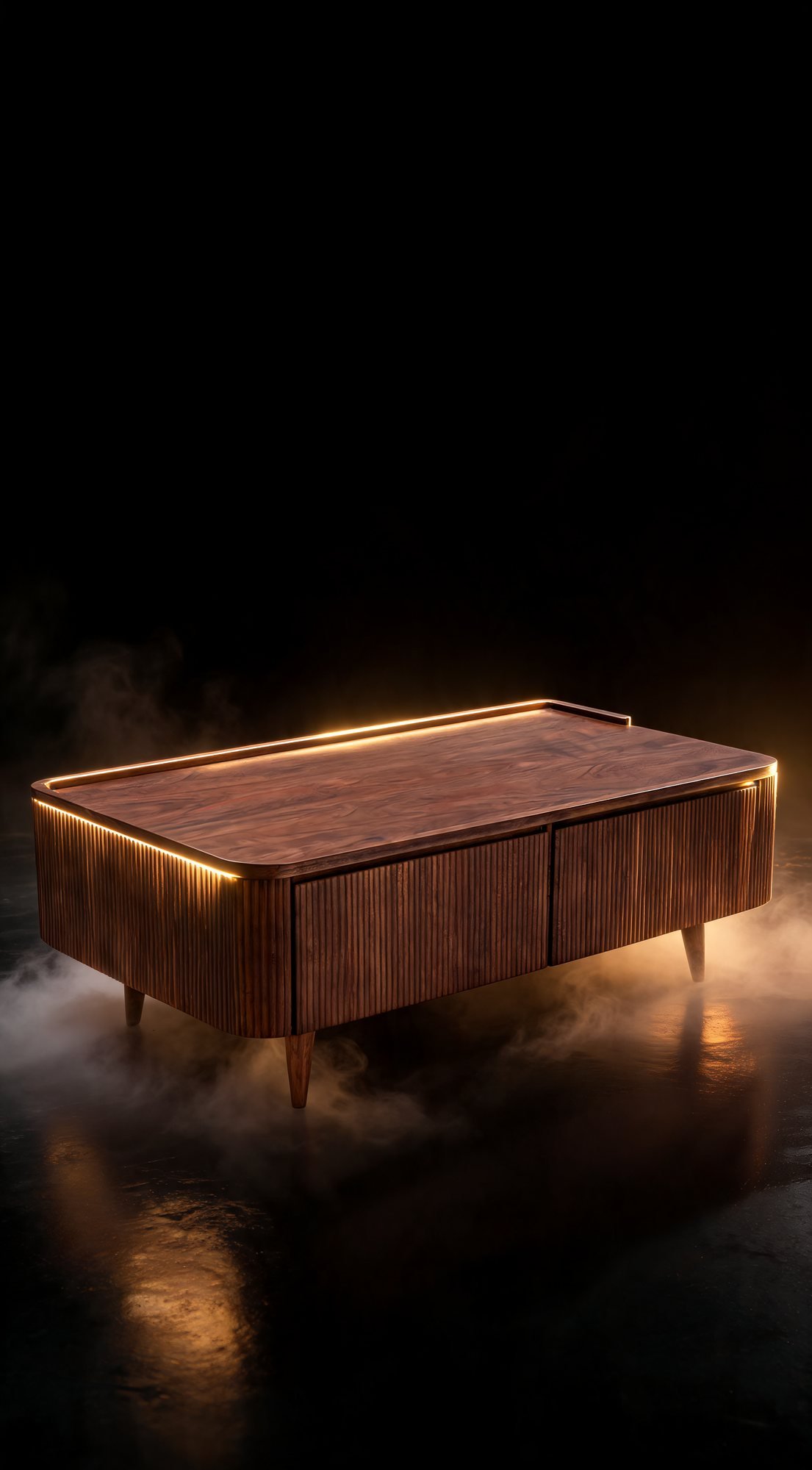Table Basse Massif en Bois avec 4 Tiroirs