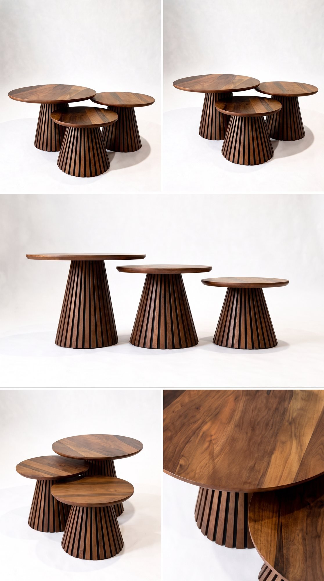 Trio Table de Salon en Bois — Majesty Home Casablanca