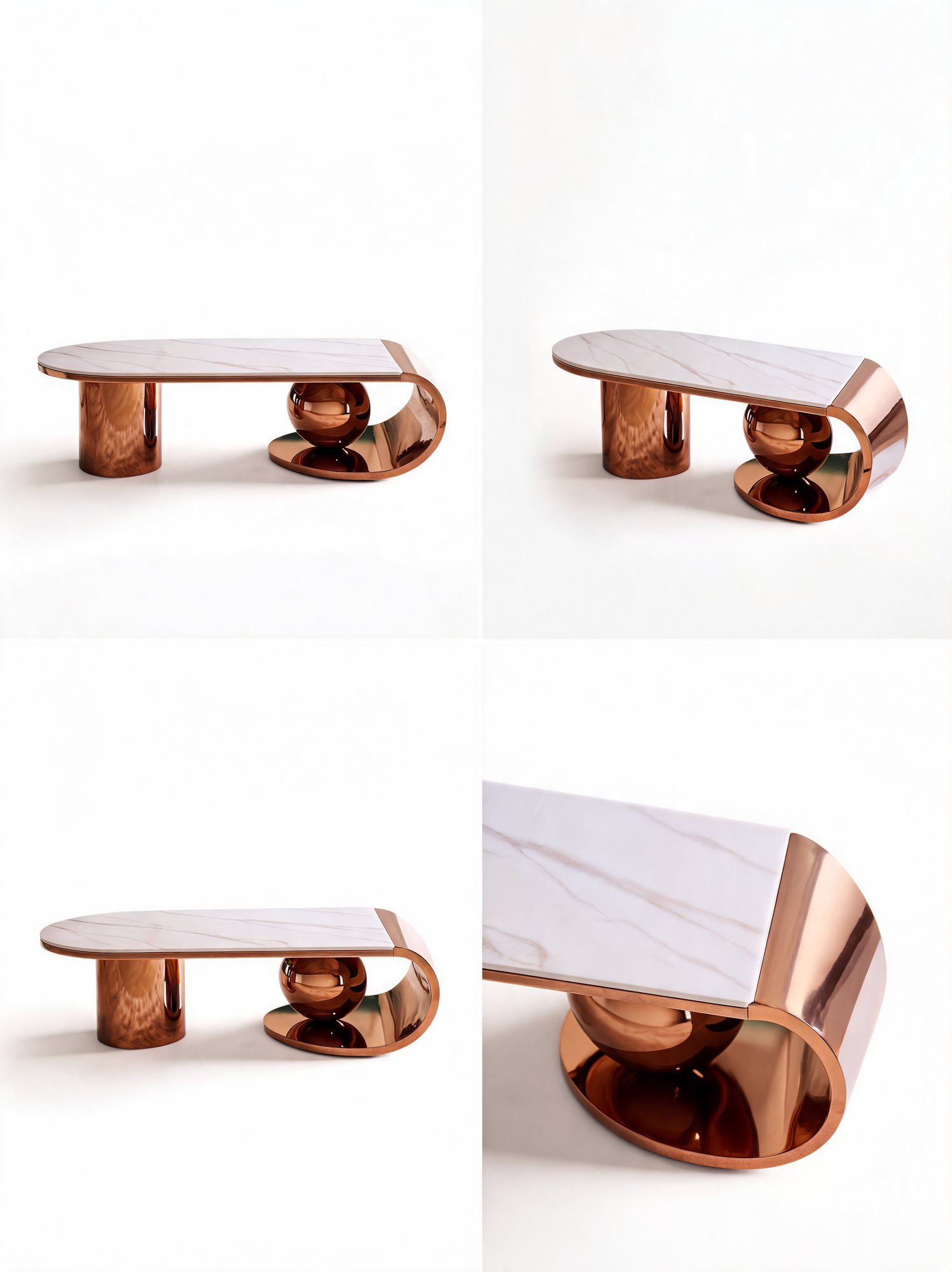 Duo Table de Salon — Cadre Inoxydable, Plateau en Céramique — Majesty Home Casablanca