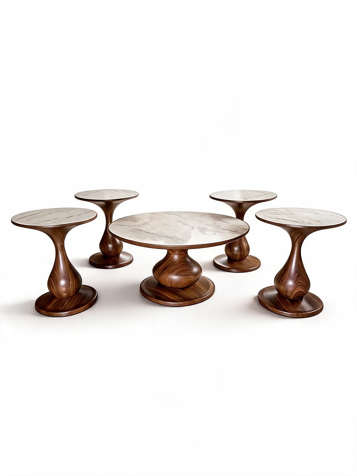 Ensemble Table d'Appoint — 4 Tables & Table Centrale Céramique