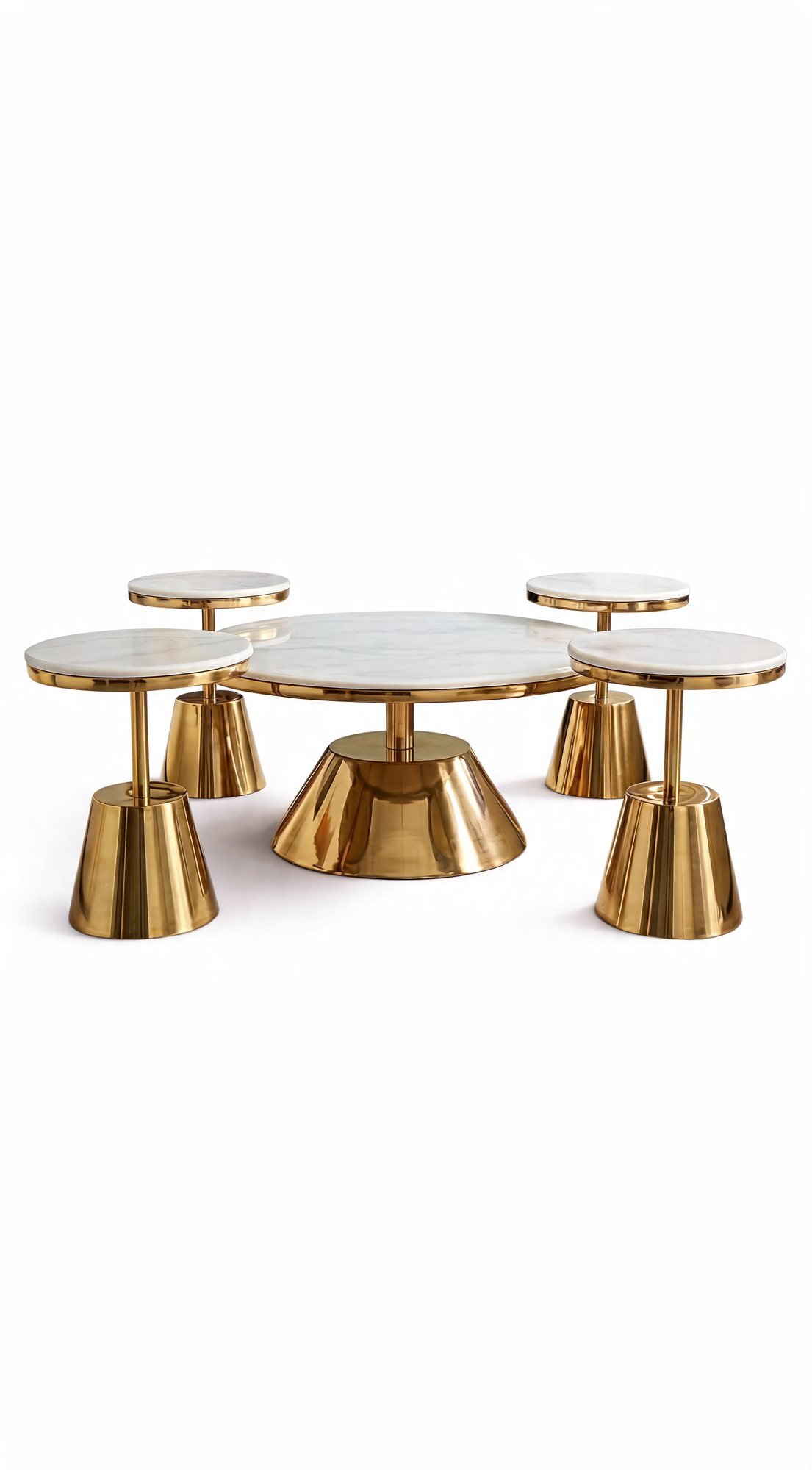 Table de Salon en Marbre — Ensemble à 4 Tables d'Appoint