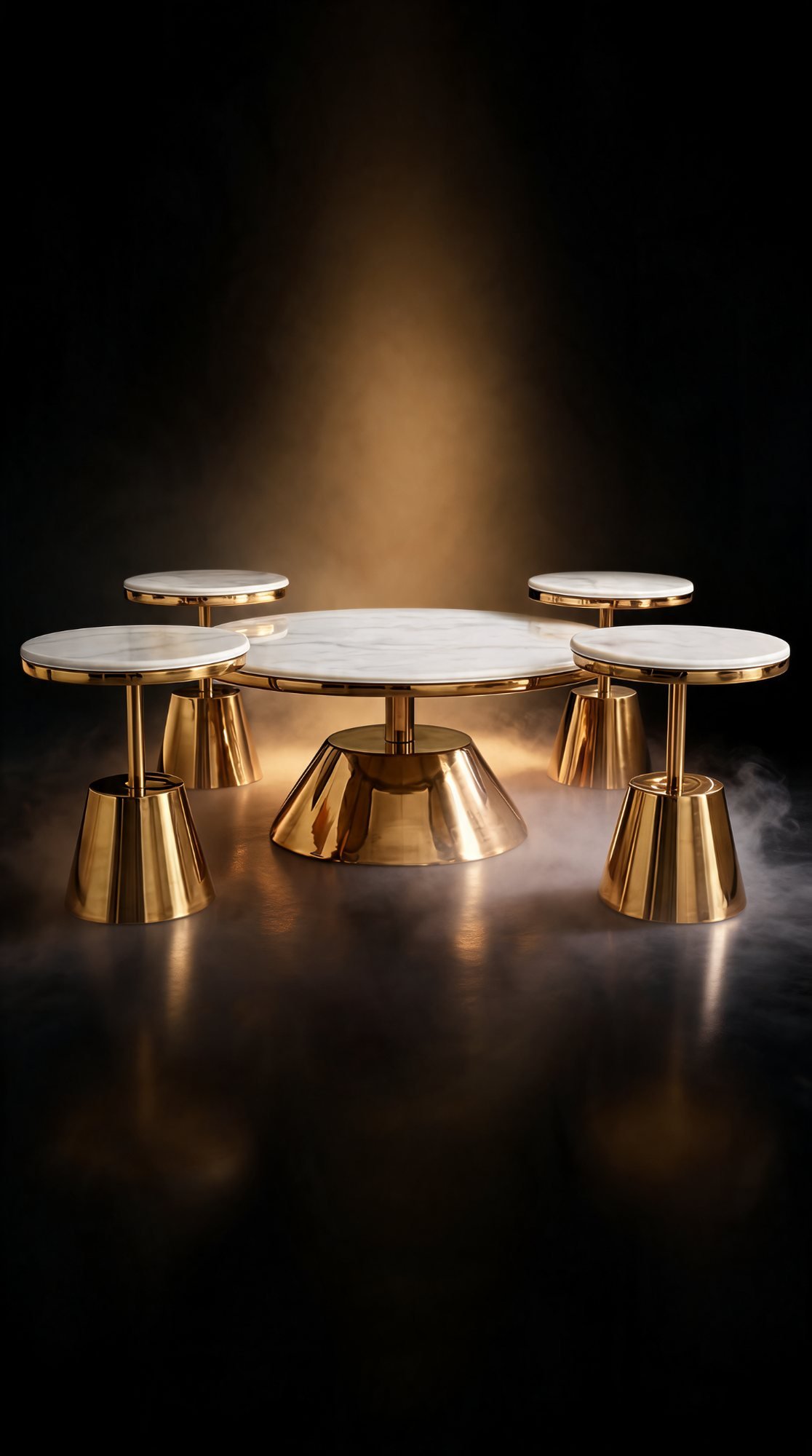 Table de Salon en Marbre — Ensemble à 4 Tables d'Appoint — Majesty Home Casablanca