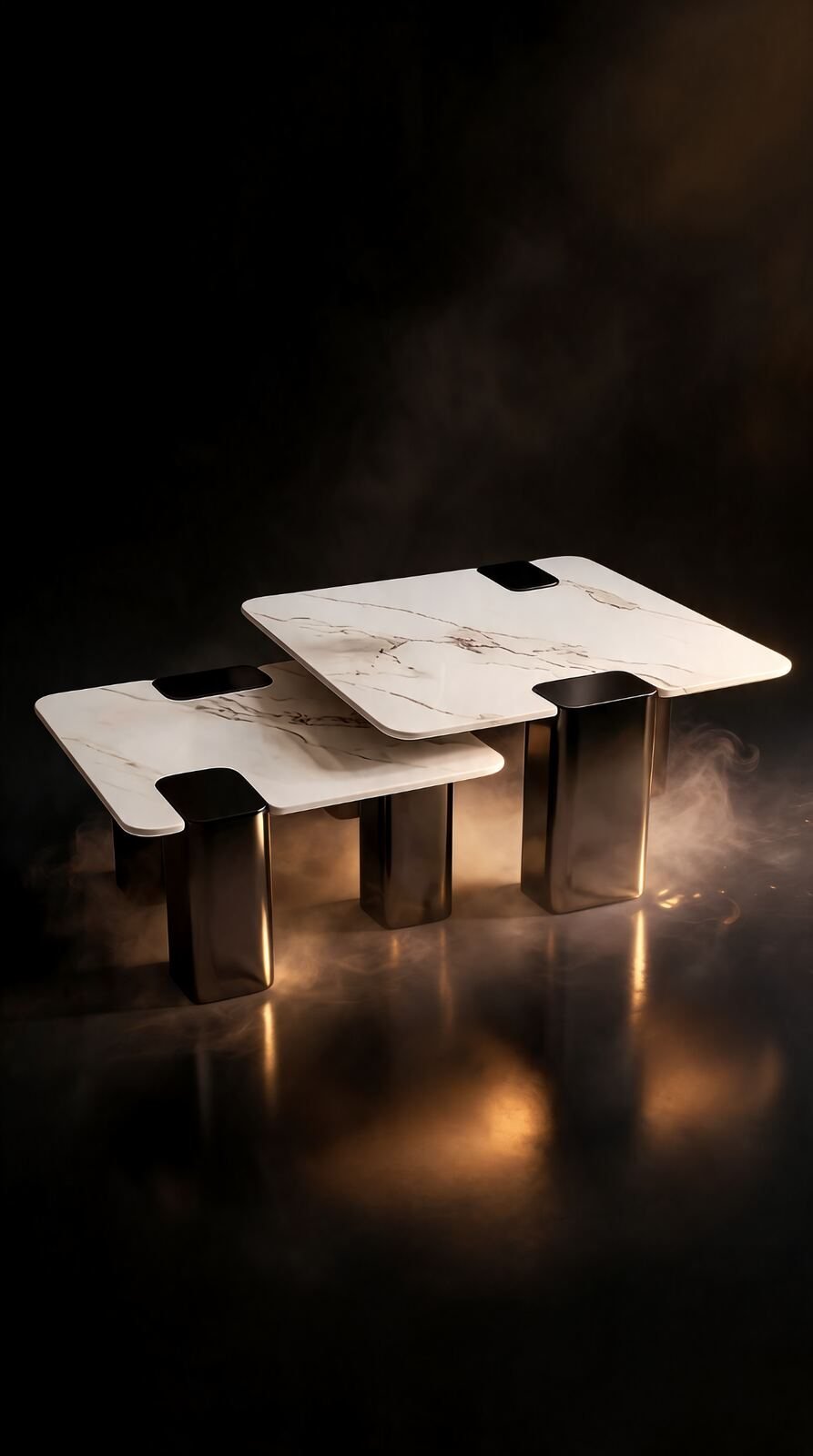 Duo Table de Salon — Plateau en Marbre — Majesty Home Casablanca