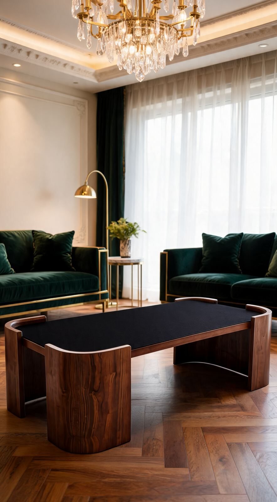 Table de Salon — Cadre Bois & Plateau Verre